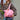 roze weekendtas met oranje zonnenprint